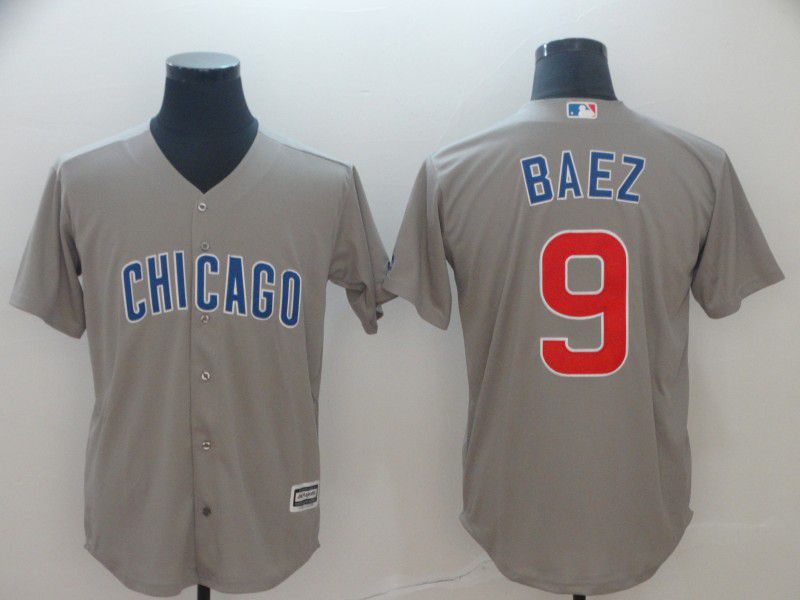 Men Chicago Cubs #9 Baez Grey Game MLB Jerseys->los angeles dodgers->MLB Jersey